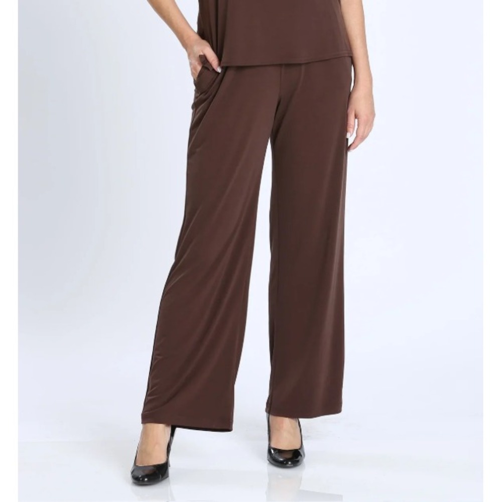 IC Collection Brown Wide Leg Pull On Pants Stretch Pockets XL NWT 7760TP